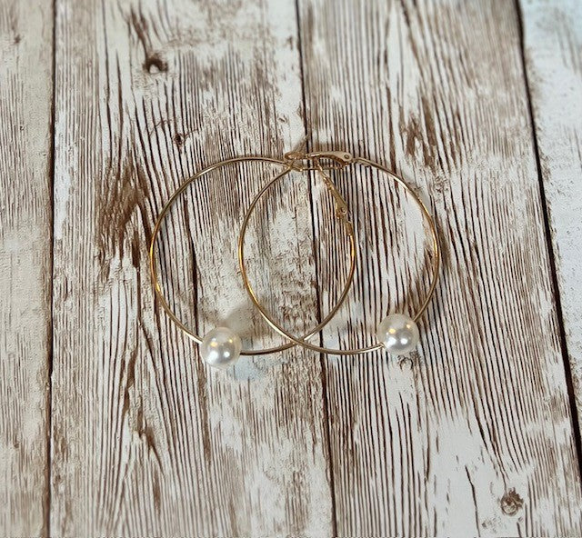 Large Hoops with Pearl