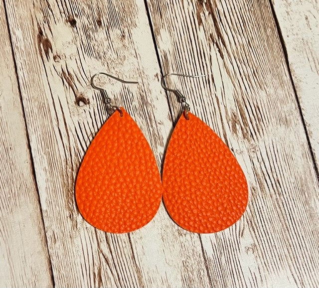 Orange Leather Earrings