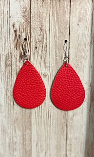 Red Leather Earrings