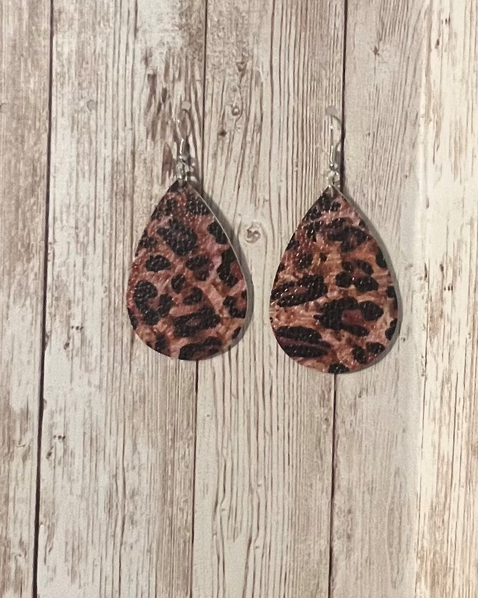 Red/Brown Leopard Print Earrings
