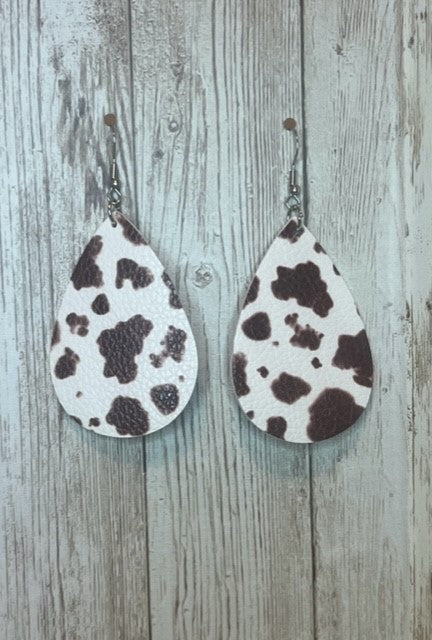 Brown Cow Leather Earrings