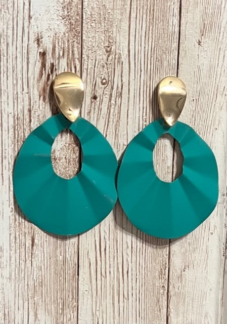 Teal Metal Earrings