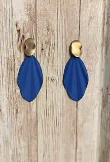 Blue Leaf Metal Earrings