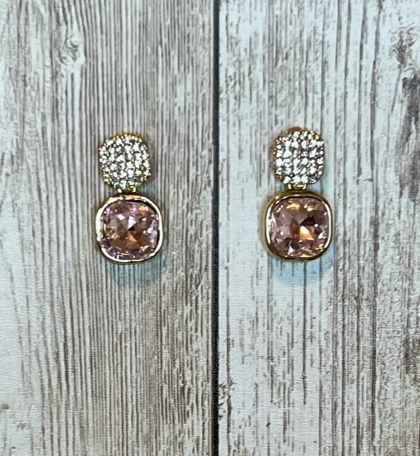 Elegant Pink Rhinestone Earrings