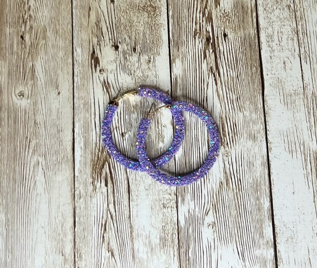 Purple Sequin Hoop Earrings