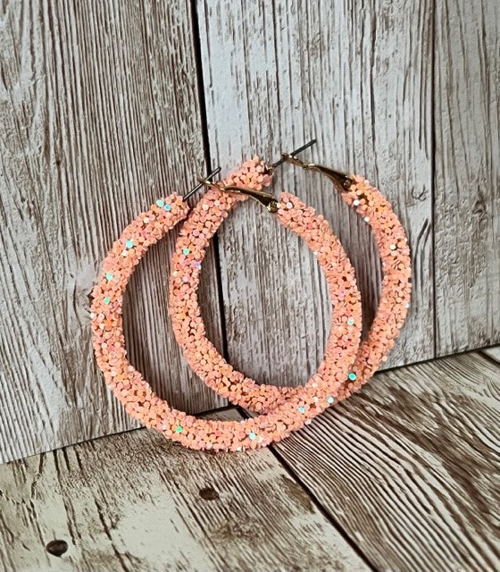Light Pink Sequin Hoops