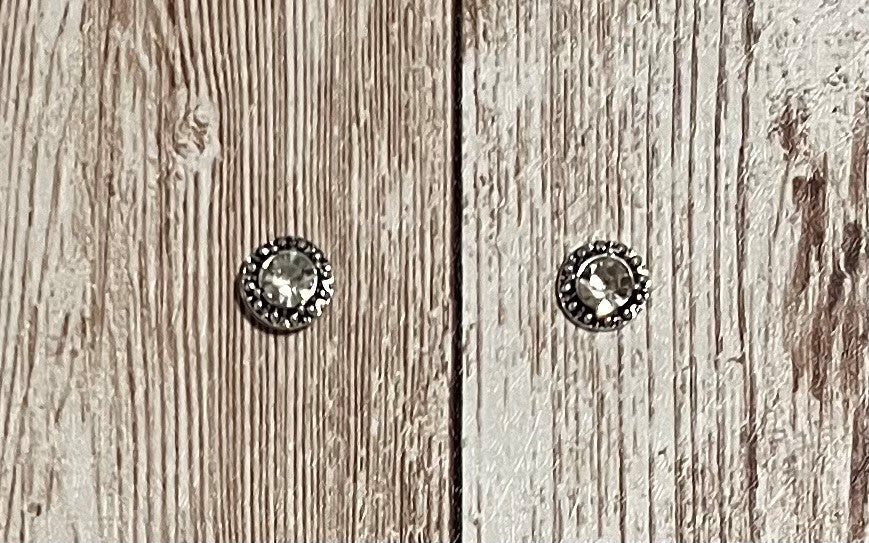 Small Silver Rhinestone Earrings