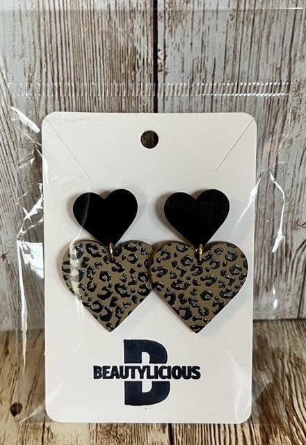 Heart Leopard Print Earrings