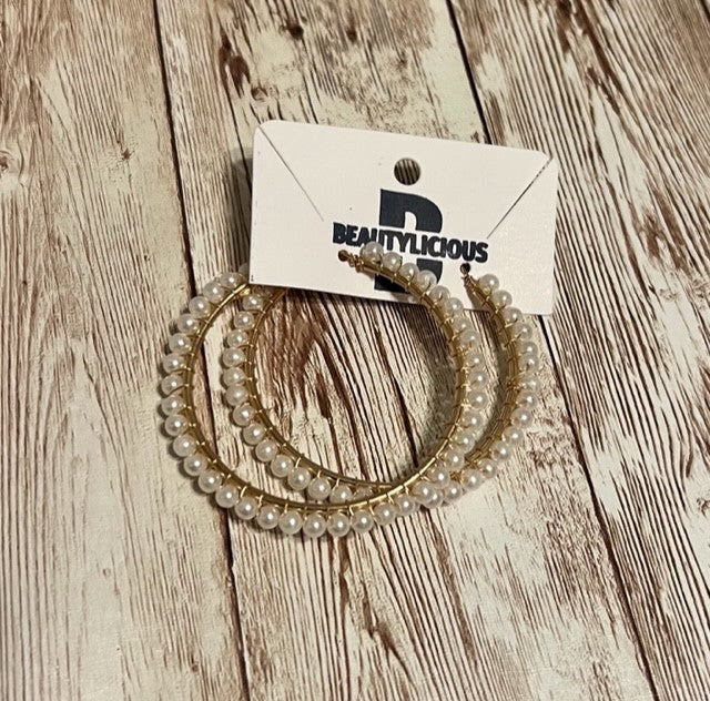 Pearl Wrapped Large Hoops