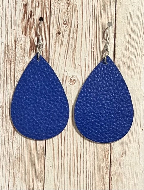 Royal Blue Leather Earrings