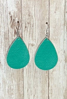 Teal Leather Earrings