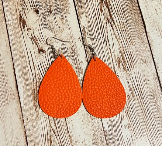 Orange Leather Earrings