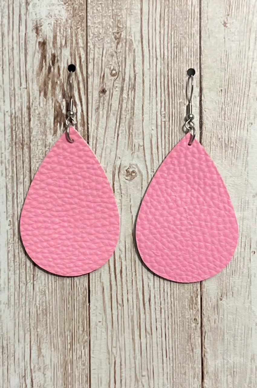 Pink Leather Earrings