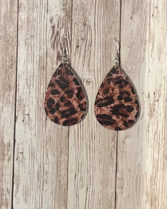 Red/Brown Leopard Print Earrings