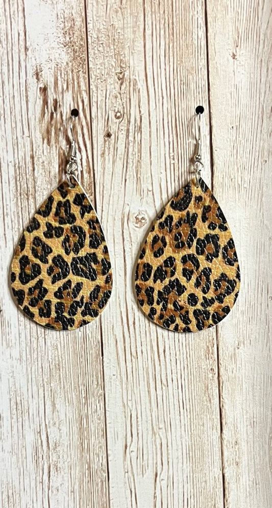Large Brown Leopard Print Earrings