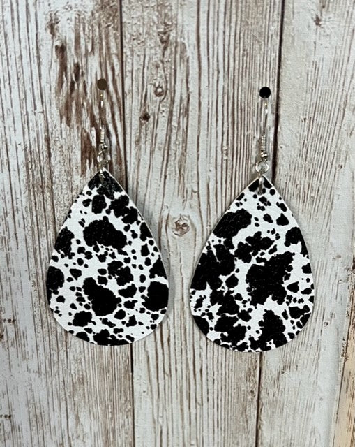 Black Cow Leather Earrings