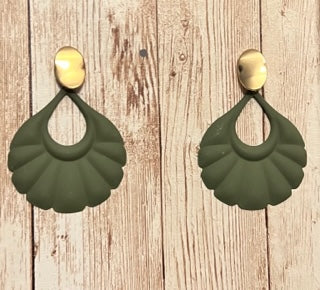 Dark Green Metal Earrings