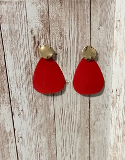 Red Metal Drop Earrings
