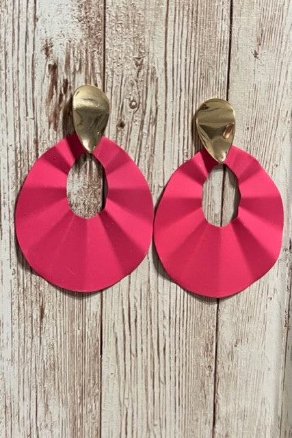 Hot Pink Metal Earrings