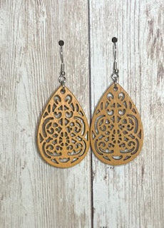 Light Brown Wood Cutout Earrings