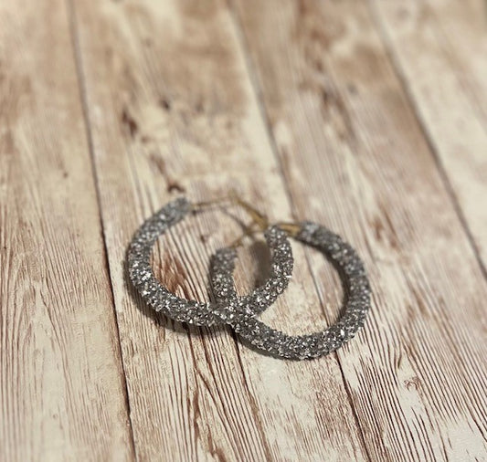 Silver Gem Hoops
