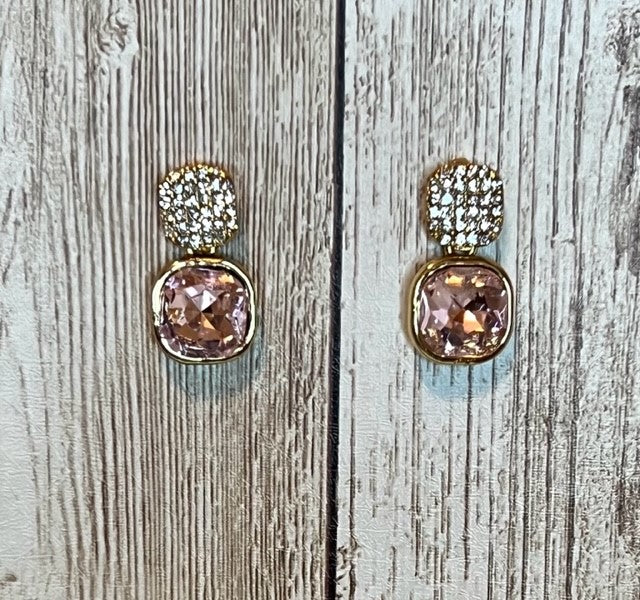 Elegant Pink Rhinestone Earrings