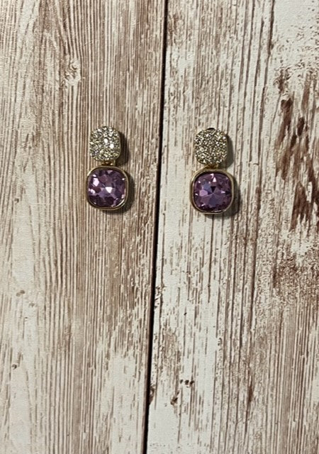 Elegant Purple Rhinestone Earrings