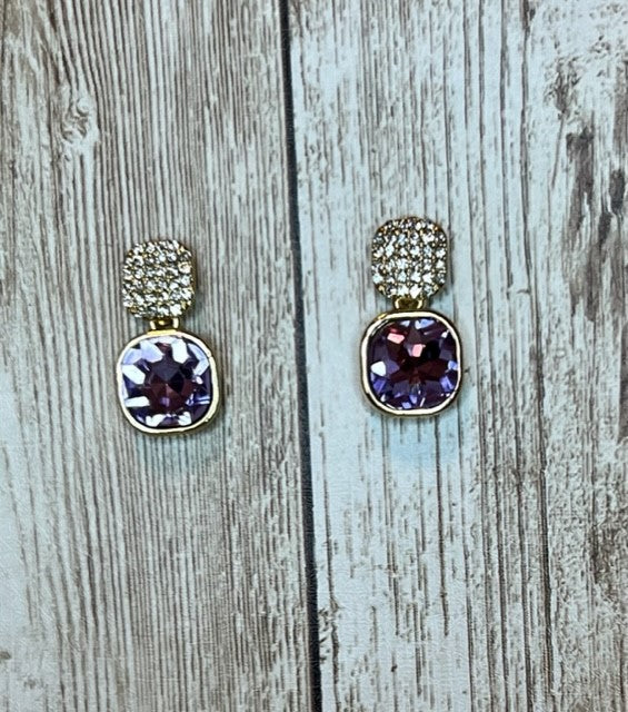 Elegant Purple Rhinestone Earrings