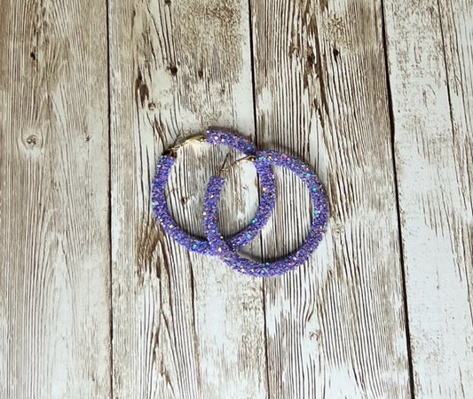 Purple Sequin Hoop Earrings