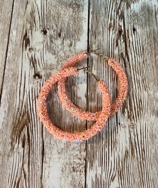 Light Pink Sequin Hoops