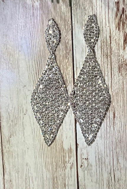 Silver Rhinestone Chain Earrings