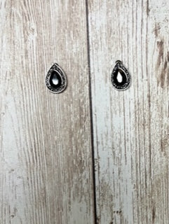 Black Rhinestone Stud Earrings