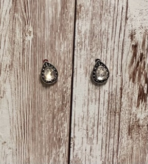 Silver Tear Drop Stud Earrings