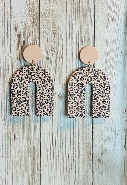 U Geometric Leopard Print Earrings