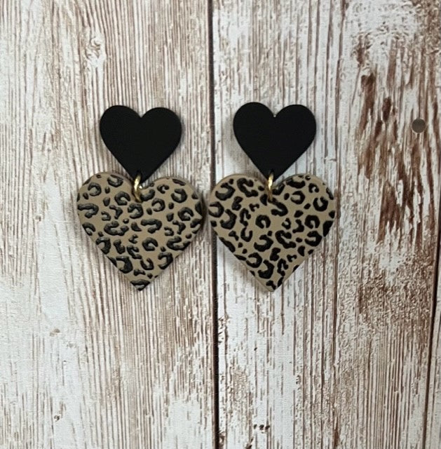 Heart Leopard Print Earrings