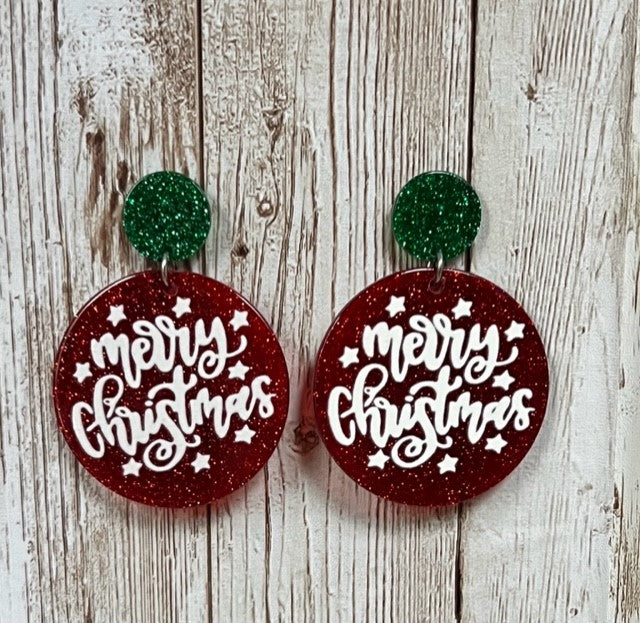 Merry Christmas Ornament Earrings