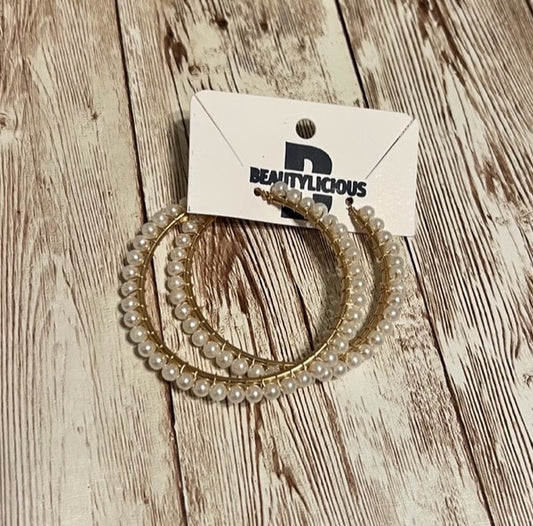 Pearl Wrapped Large Hoops