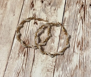 Large Wavy Hoops w Pearl Twist